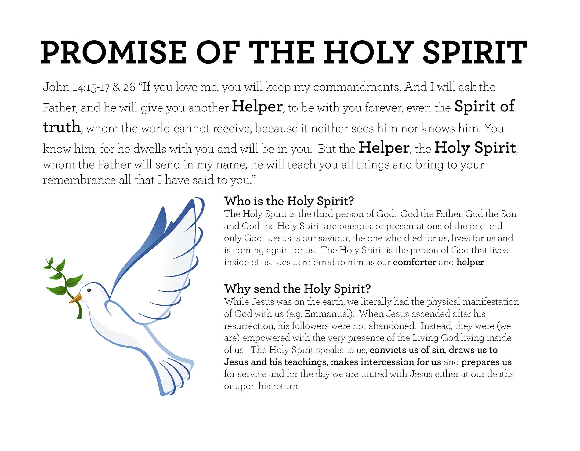PROMISE OF THE HOLY SPIRIT John 14:15-17 & 26